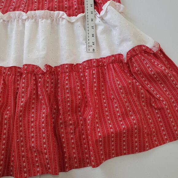 Mako Hawaii Dress Womens 10 Red White Muumuu Eyelet Ruffle Maxi Style 6947 - Picture 4 of 12